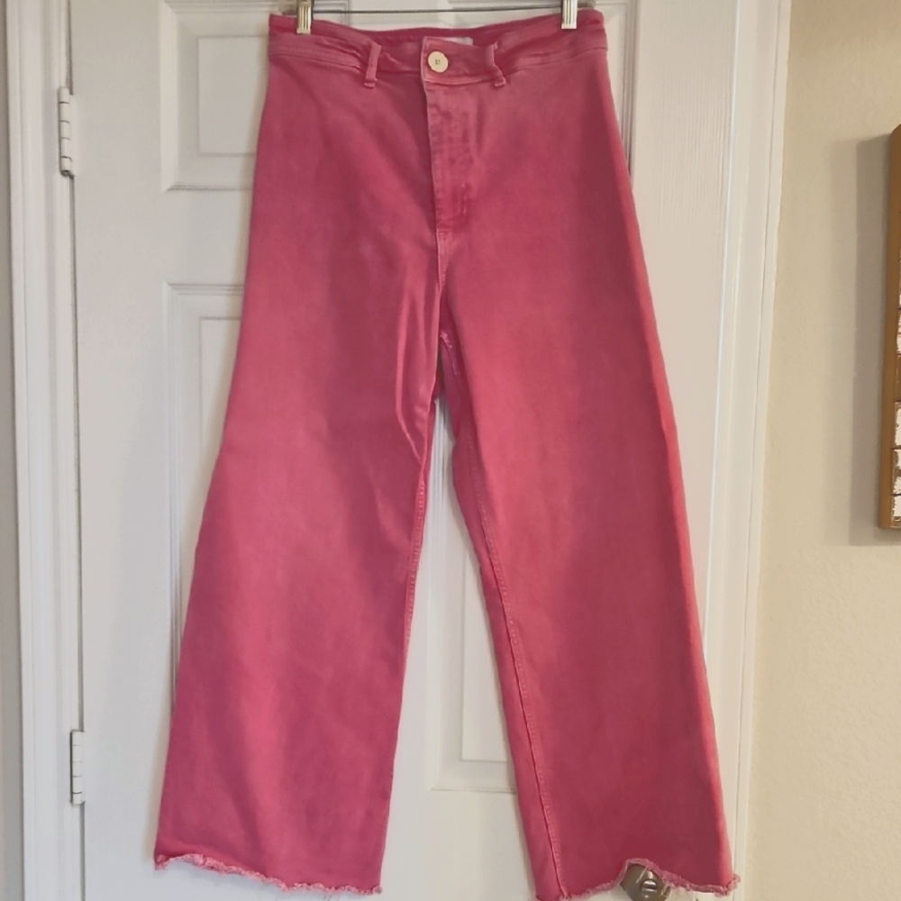 Vibrant Pink Wide-Leg Jeans
